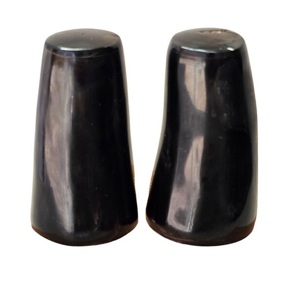 Salt and Pepper Shakers West Elm Naturally Shed Buffalo Horn Hand Made NiB - Picture 1 of 8